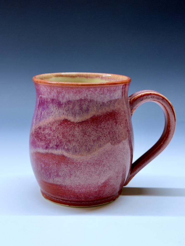 Mug with a beautiful pink and red glaze