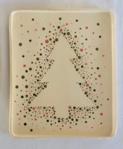 Trinket Dish with Handpainted Christmas Tree