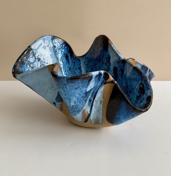 Wavy organic blue bowl