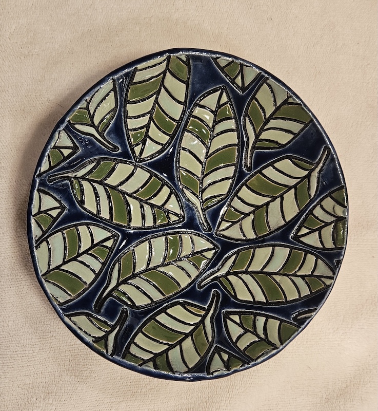 Plate with Textured Leaf Pattern