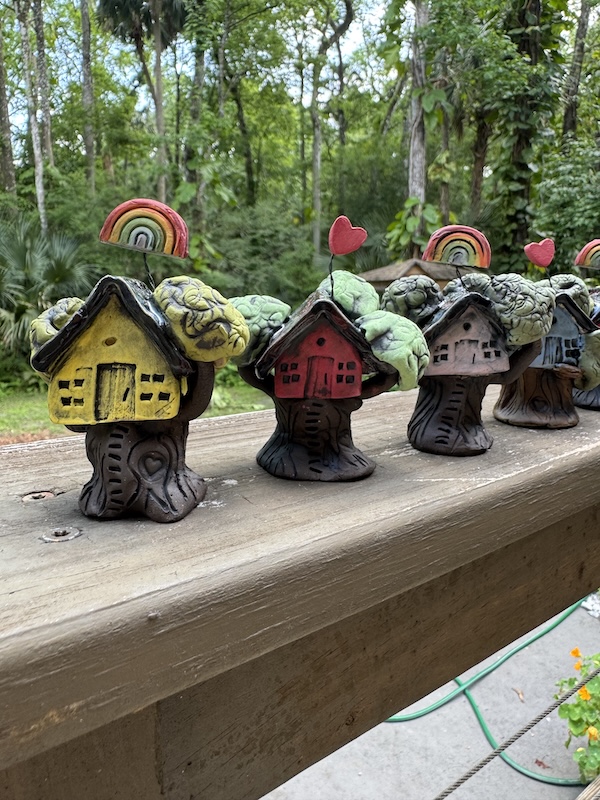 A row of colorful tree houses