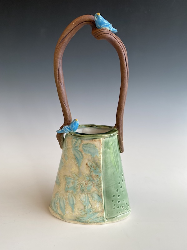 Tall Basket with Blue Bird embelishment
